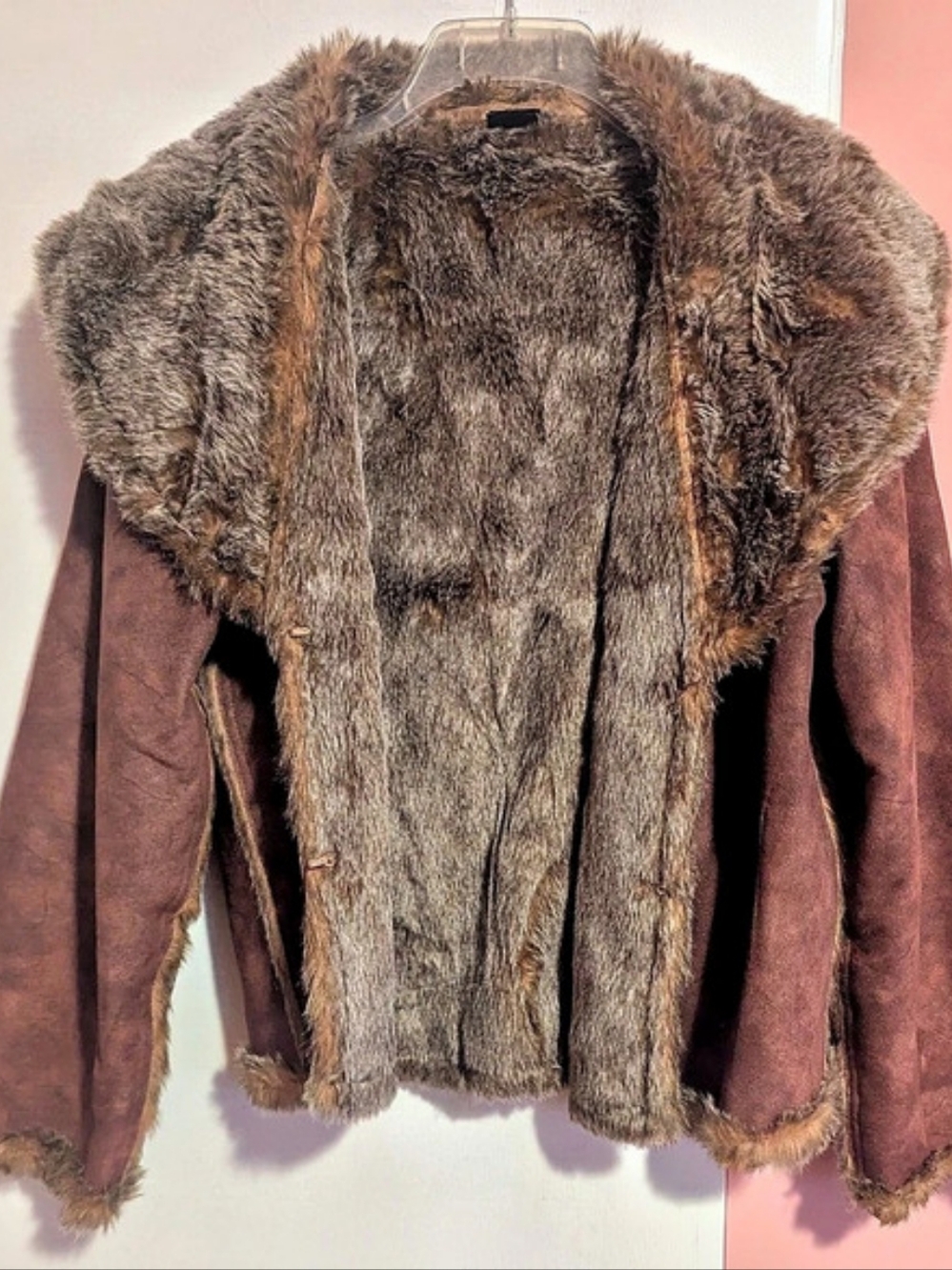 Cyeon Brown Faux Fur Trim Jacket XL